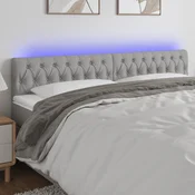 Vidaxl vidaXL Vzglavje postelje z LED svetlo sivo 200x7x78/88 cm blago