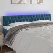Vidaxl vidaXL Vzglavje postelje z LED diodo temno modro 200x7x78/88 cm žametno
