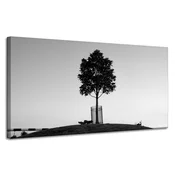 shumee Platno s tiskom Narava Drevo Črno-belo 120x60