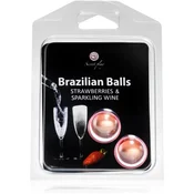 Secret play Brazilian 2 Balls Set olje za telo Strawberry and Champagne 8 g