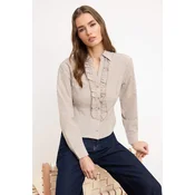 Trendyol Bluza svetlo rjava / bela