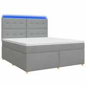 vidaXL Postelja boxspring z vzmetnico Svetlo siva 140 x 200 cm Blago
