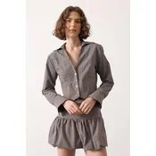 Trendyol Bluza temno rjava / bela