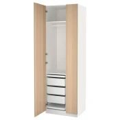 PAX / FORSAND Kombinacija garderobera, bela/belo b. im. hrastovine, 75x60x236 cm