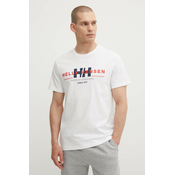 Pamučna majica Helly Hansen boja: bijela, s uzorkom