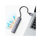 Ugreen 5in1 HUB adapter 3x USB 3.0/RJ45/USB-C, srebro