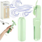 WOWO Zložljiv mini ventilator 2v1 s powerbanko USB zelen