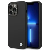Ovitek BMW Silicone Metal Logo za iPhone 14 Pro črn