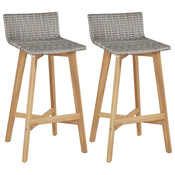 vidaXL Barski stoli 2 kosa poli ratan trden akacijev les 40x45x90 cm