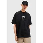 Bombažna kratka majica AllSaints TIERRA SS CREW moška, črna barva, M072PB