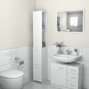 VIDAXL kopalniška omarica (25x25x170cm, iverna plošča), visoki sijaj bela