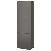 BESTA Regal z vrati, temno siva/Lappviken temno siva, 60x42x193 cm