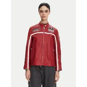 PINKO Usnjena jakna 105296 Bordo rdeča Regular Fit