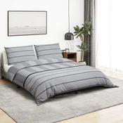 Set posteljine za poplun sivi 240x220 cm pamucni