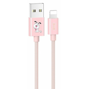 USAMS podatkovni kabel s kužkom Lightning SJ234, roza