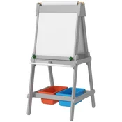 Homestar Otroški stojalo 3v1 obojestranska kredna in bela tabla 51x50x108 cm siva