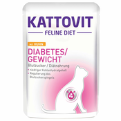 24x85g Kattovit diabetes/teža vrečke za mačke, piščanec