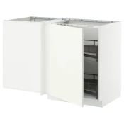METOD Ug. podni ormaric s izvlac. umet., bela/Vallstena bela, 128x68 cm