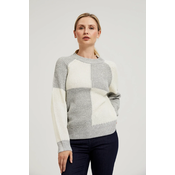 Womens sweater with geometric pattern MOODO - white