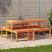 Vidaxl vidaXL Piknik miza voščeno rjava 160x134x75 cm borovina