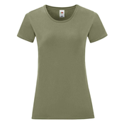Olive Iconic Womens T-shirt in combed cotton Fruit of the Loom