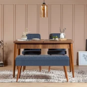 Hanah Home Set trpezarijski sto, 2 trpezarijske stolice i klupa Vina 1048, Orah