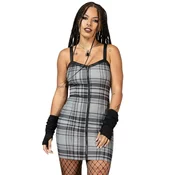 Ženska obleka KILLSTAR - Bury Me - Grey Tartan - KSRA009557