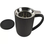 FINE 2 DINE Hi!Tea skodelica z ročajem in cedilom, prostornina 0,60 litra, črna