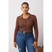 Trendyol Curve Ženska bluza Tbbaw26Af00001, Braon