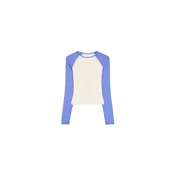 Bershka Majica vijolično modra/bela
