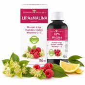 Domowa Apteczka Sirup LIPA IN MALINA 150 ml | Lipa, malina, vitamin C in D | Podpira imunski sistem, grlo in dihala | Brez dodanega sladkorja | Za otroke od 3. leta starosti in odrasle | Prehransko dopolnilo