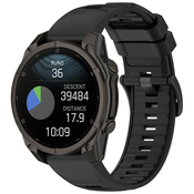 Silikonski pas za uro Garmin Fenix 8 47mm/E 47mm/Quatix7 Pro/Forerunner 945 - črn