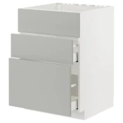 METOD / MAXIMERA Pod.element sudop. i 3front/2fioke, bela/Havstorp svetlosiva, 60x60 cm