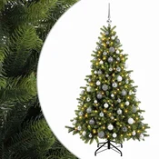 Vidaxl Umetna božična jelka z bučko 180 cm 300 LED Toplo bela