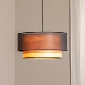 Duolla Visoka svetilka Cedrik, črna organza, furnir iz jesenovine, 45 cm - Dnevna soba/jedilnica - Sodobni - črna, svetlo lesena - Tkanine/tekstil