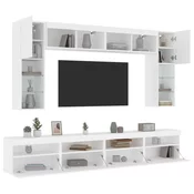 Greatstore Komplet TV omaric z LED lučkami 8-delni bel