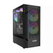 GAMDIAS Kućište Aura GC7 ARGB, Mid-Tower, Kaljeno staklo, Crno