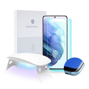 Premium zaščitno steklo Optishield Lux za Samsung Galaxy S21 in UV svetilka