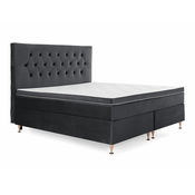 Boxspring krevet Seattle 147 Bračni, Boxspring, Crna, 160x200, Tkanina, Basi a doghePodnice za krevet, 162x200x135cm