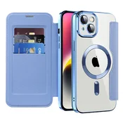 Etui SmartMag Book z Magsafe tehnologijo in RFID denarnico za iPhone 14 Plus - light blue