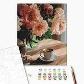 Slika za samostalno slikanje - Coffee with the aroma of peonies 40x50