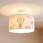 Duolla Otroška stropna svetilka Kids Print, svetlo modra/bela, O 35 cm, iz tkanine - otroška soba - svetlo modra, bela - Tkanine/tekstil