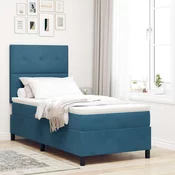 vidaXL vidaXL Postelja s pomičnim dnom in vzmetnico Temno modra 90x200 cm Žamet, (22051525)