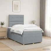 vidaXL Postelja boxspring z vzmetnico Svetlo siva 120 x 200 cm Blago