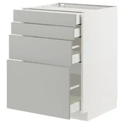 METOD / MAXIMERA Podni element 4 fronta/4 fioke, bela/Havstorp svetlosiva, 60x60 cm