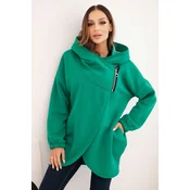 Kesi Włoski Womens insulated hoodie with an asymmetrical zipper green