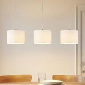 Obesek Lindby Imarin, 3-svetlobni, bel, tekstil, 100 cm - Dnevna soba/jedilnica - Sodobni - Svetel les, bela barva - Tkanine/tekstil