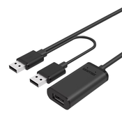 UNITEK Y-279 USB kabel 20 m USB 2.0 2 x USB A USB A Crno
