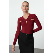 Trendyol Claret Red Cut Out/Window Detailed Knitted Bodysuit