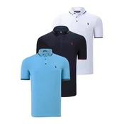 TRIPLE SET T8586 DEWBERRY MENS T-SHIRT-NAVY-WHITE-LIGHT BLUE